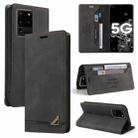 For Samsung Galaxy S20 Ultra Skin Feel Anti-theft Brush Horizontal Flip Leather Case with Holder & Card Slots & Wallet(Black) - 1