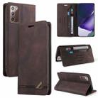 For Samsung Galaxy Note20 Skin Feel Anti-theft Brush Horizontal Flip Leather Case with Holder & Card Slots & Wallet(Brown) - 1