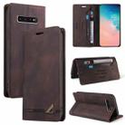For Samsung Galaxy S10 Skin Feel Anti-theft Brush Horizontal Flip Leather Case with Holder & Card Slots & Wallet(Brown) - 1