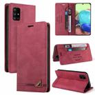 For Samsung Galaxy A71 4G Skin Feel Anti-theft Brush Horizontal Flip Leather Case with Holder & Card Slots & Wallet(Wine Red) - 1