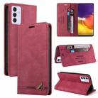 For Samsung Galaxy A82 5G Skin Feel Anti-theft Brush Horizontal Flip Leather Case with Holder & Card Slots & Wallet(Wine Red) - 1
