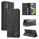 For Samsung Galaxy F52 5G Skin Feel Anti-theft Brush Horizontal Flip Leather Case with Holder & Card Slots & Wallet(Black) - 1