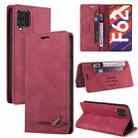 For Samsung Galaxy F62 / M62 Skin Feel Anti-theft Brush Horizontal Flip Leather Case with Holder & Card Slots & Wallet(Wine Red) - 1
