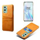 For OnePlus 9 Calf Texture PC + PU Leather Back Cover Shockproof Case with Dual Card Slots(Orange) - 1