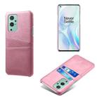 For OnePlus 9 Calf Texture PC + PU Leather Back Cover Shockproof Case with Dual Card Slots(Pink) - 1