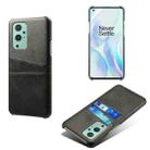 For OnePlus 9 Calf Texture PC + PU Leather Back Cover Shockproof Case with Dual Card Slots(Black) - 1