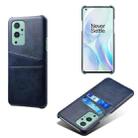 For OnePlus 9 Calf Texture PC + PU Leather Back Cover Shockproof Case with Dual Card Slots(Blue) - 1