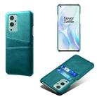 For OnePlus 9 Calf Texture PC + PU Leather Back Cover Shockproof Case with Dual Card Slots(Green) - 1
