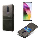 For OnePlus 8 Calf Texture PC + PU Leather Back Cover Shockproof Case with Dual Card Slots(Black) - 1