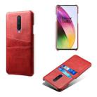 For OnePlus 8 Calf Texture PC + PU Leather Back Cover Shockproof Case with Dual Card Slots(Red) - 1