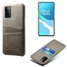 For OnePlus 8T Calf Texture PC + PU Leather Back Cover Shockproof Case with Dual Card Slots(Grey) - 1