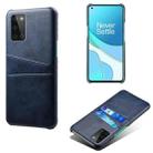 For OnePlus 8T Calf Texture PC + PU Leather Back Cover Shockproof Case with Dual Card Slots(Blue) - 1