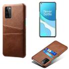 For OnePlus 8T Calf Texture PC + PU Leather Back Cover Shockproof Case with Dual Card Slots(Brown) - 1