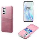 For OnePlus 9 Pro Calf Texture PC + PU Leather Back Cover Shockproof Case with Dual Card Slots(Pink) - 1