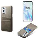 For OnePlus 9 Pro Calf Texture PC + PU Leather Back Cover Shockproof Case with Dual Card Slots(Grey) - 1