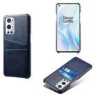 For OnePlus 9 Pro Calf Texture PC + PU Leather Back Cover Shockproof Case with Dual Card Slots(Blue) - 1