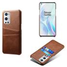 For OnePlus 9 Pro Calf Texture PC + PU Leather Back Cover Shockproof Case with Dual Card Slots(Brown) - 1