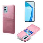 For OnePlus 9R Calf Texture PC + PU Leather Back Cover Shockproof Case with Dual Card Slots(Pink) - 1