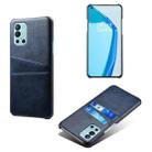 For OnePlus 9R Calf Texture PC + PU Leather Back Cover Shockproof Case with Dual Card Slots(Blue) - 1