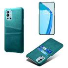 For OnePlus 9R Calf Texture PC + PU Leather Back Cover Shockproof Case with Dual Card Slots(Green) - 1