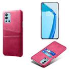 For OnePlus 9R Calf Texture PC + PU Leather Back Cover Shockproof Case with Dual Card Slots(Rose Red) - 1