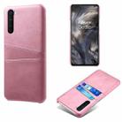 For OnePlus Nord Calf Texture PC + PU Leather Back Cover Shockproof Case with Dual Card Slots(Pink) - 1