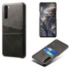 For OnePlus Nord Calf Texture PC + PU Leather Back Cover Shockproof Case with Dual Card Slots(Black) - 1