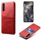 For OnePlus Nord Calf Texture PC + PU Leather Back Cover Shockproof Case with Dual Card Slots(Red) - 1