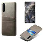 For OnePlus Nord Calf Texture PC + PU Leather Back Cover Shockproof Case with Dual Card Slots(Grey) - 1