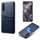 For OnePlus Nord Calf Texture PC + PU Leather Back Cover Shockproof Case with Dual Card Slots(Blue) - 1