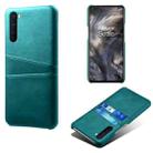 For OnePlus Nord Calf Texture PC + PU Leather Back Cover Shockproof Case with Dual Card Slots(Green) - 1