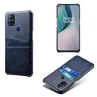 For OnePlus Nord N10 5G Calf Texture PC + PU Leather Back Cover Shockproof Case with Dual Card Slots(Blue) - 1