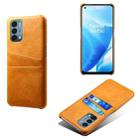 For OnePlus Nord N200 5G Calf Texture PC + PU Leather Back Cover Shockproof Case with Dual Card Slots(Orange) - 1