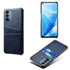 For OnePlus Nord N200 5G Calf Texture PC + PU Leather Back Cover Shockproof Case with Dual Card Slots(Blue) - 1