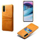 For OnePlus Nord CE 5G Calf Texture PC + PU Leather Back Cover Shockproof Case with Dual Card Slots(Orange) - 1