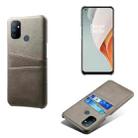 For OnePlus Nord N100 Calf Texture PC + PU Leather Back Cover Shockproof Case with Dual Card Slots(Grey) - 1