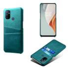 For OnePlus Nord N100 Calf Texture PC + PU Leather Back Cover Shockproof Case with Dual Card Slots(Green) - 1