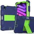 For iPad mini 6 Two-Color Robot Shockproof Silicone + PC Protective Tablet Case with Holder & Pen Slot(Navy Blue + Yellow Green) - 1