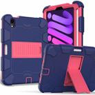 For iPad mini 6 Two-Color Robot Shockproof Silicone + PC Protective Tablet Case with Holder & Pen Slot(Navy Blue + Rose Red) - 1