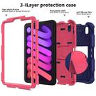 For iPad mini 6 Two-Color Robot Shockproof Silicone + PC Protective Tablet Case with Holder & Pen Slot(Navy Blue + Rose Red) - 3