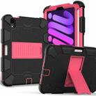 For iPad mini 6 Two-Color Robot Shockproof Silicone + PC Protective Tablet Case with Holder & Pen Slot(Black + Rose Red) - 1