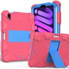For iPad mini 6 Two-Color Robot Shockproof Silicone + PC Protective Tablet Case with Holder & Pen Slot(Rose Red + Blue) - 1