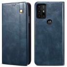 For Motorola Moto G30 Simple Wax Crazy Horse Texture Horizontal Flip Leather Case with Card Slots & Wallet(Navy Blue) - 1