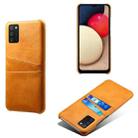 For Samsung Galaxy A02s Calf Texture PC + PU Leather Back Cover Shockproof Case with Dual Card Slots(Orange) - 1