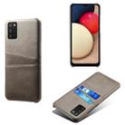For Samsung Galaxy A02s Calf Texture PC + PU Leather Back Cover Shockproof Case with Dual Card Slots(Grey) - 1
