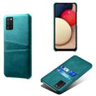 For Samsung Galaxy A02s Calf Texture PC + PU Leather Back Cover Shockproof Case with Dual Card Slots(Green) - 1
