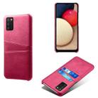 For Samsung Galaxy A02s Calf Texture PC + PU Leather Back Cover Shockproof Case with Dual Card Slots(Rose Red) - 1