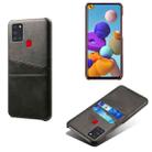 For Samsung Galaxy A21s Calf Texture PC + PU Leather Back Cover Shockproof Case with Dual Card Slots(Black) - 1