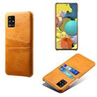 For Samsung Galaxy A51 5G Calf Texture PC + PU Leather Back Cover Shockproof Case with Dual Card Slots(Orange) - 1
