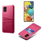 For Samsung Galaxy A51 5G Calf Texture PC + PU Leather Back Cover Shockproof Case with Dual Card Slots(Rose Red) - 1